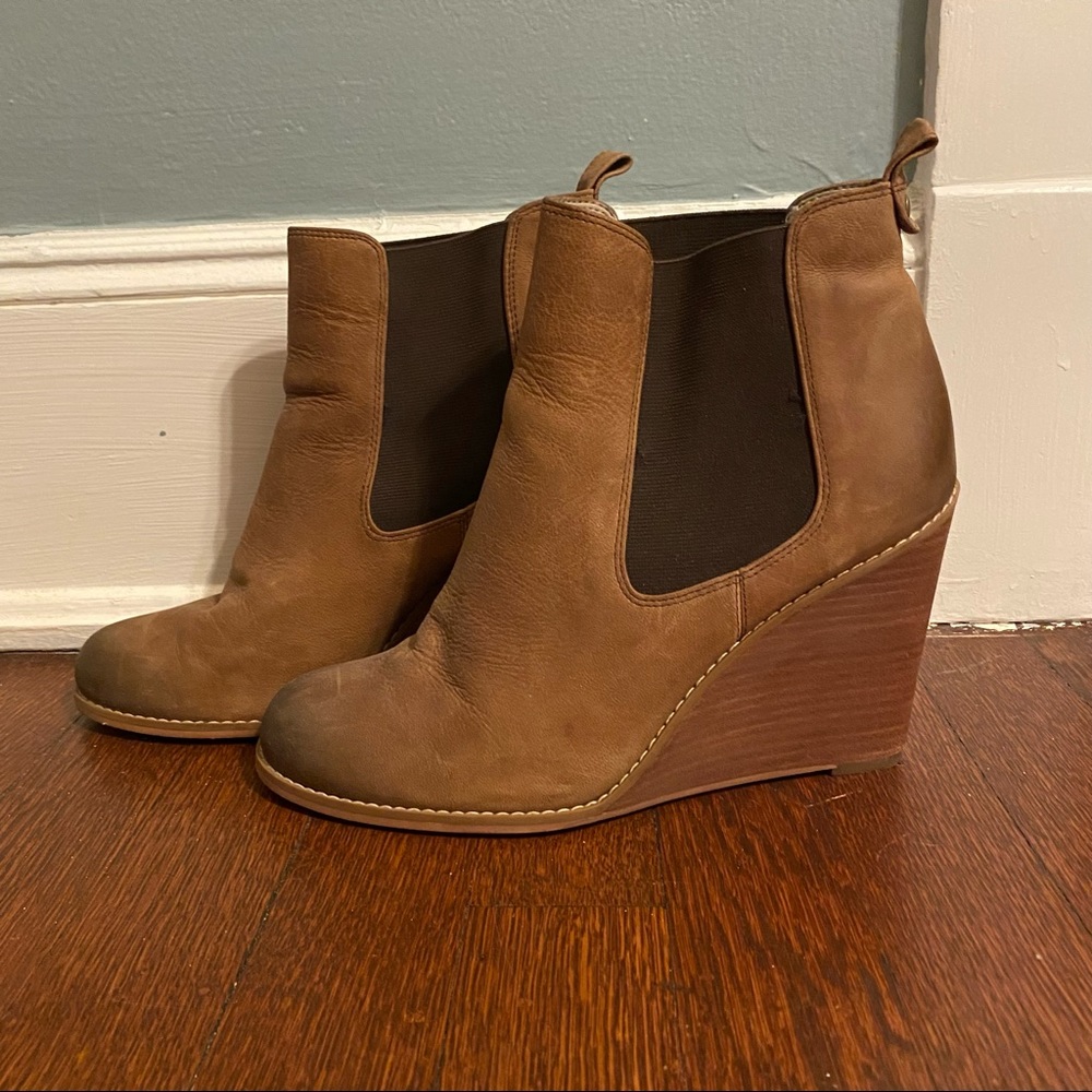Hinge 4 Inch Leather Wedge Booties